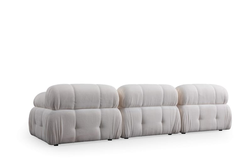 Bubblig Soffa 3-sits Belgin med fasta armstöd - Vit - Möbler - Soffa - 3 sits soffa