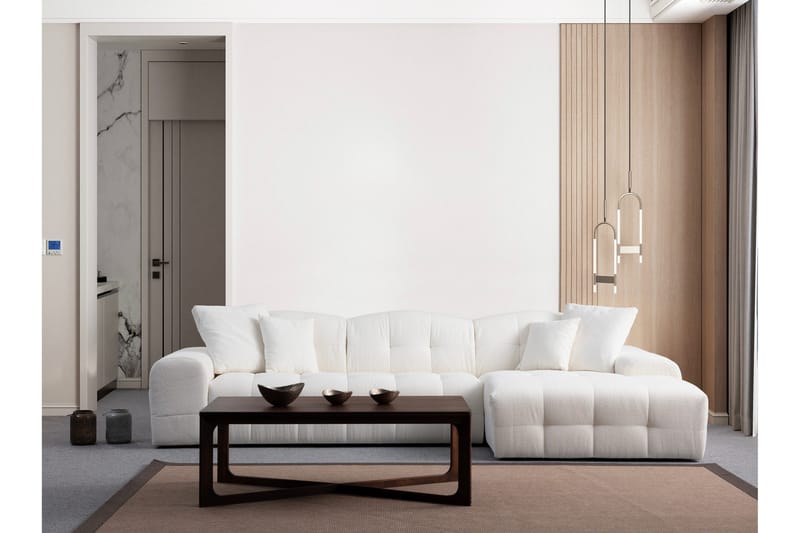 Buddy 4-sits Soffa med Divan - Vit - Möbler - Soffa - Divansoffa & schäslongsoffa - 4 sits soffa med divan