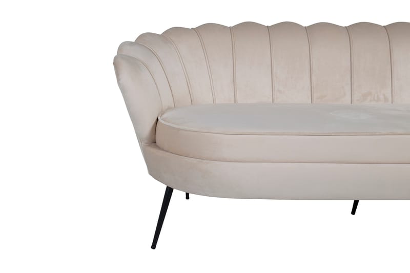 Calais 3-sits Svängd Soffa 180 cm i Sammet - Beige - Möbler - Soffa - 3 sits soffa