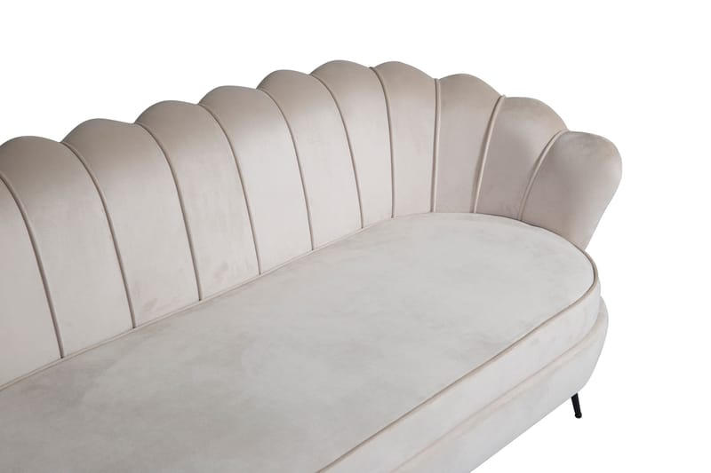 Calais 3-sits Svängd Soffa 180 cm i Sammet - Beige - Möbler - Soffa - 3 sits soffa