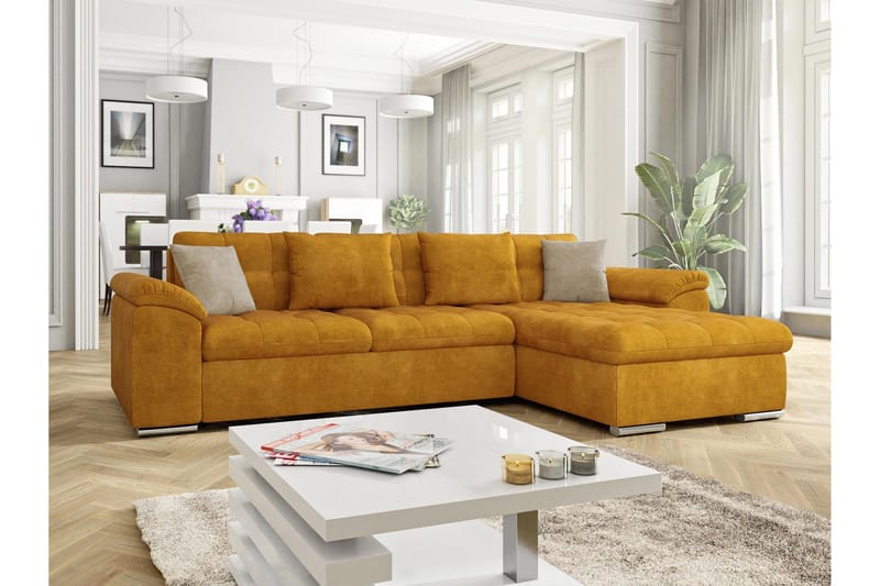 Camior Soffa med Divan 3-sits - Gul/Beige - Möbler - Soffa - Sammetssoffa