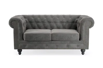 Chesterfield Deluxe 2-sits Soffa - Mörkgrå - Möbler - Soffa - Sammetssoffa