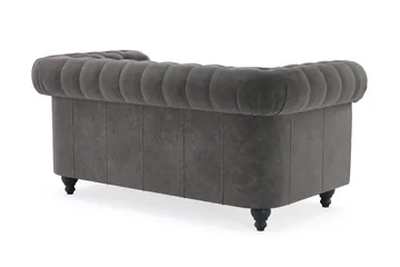 Chesterfield Deluxe 2-sits Soffa - Mörkgrå - Möbler - Soffa - Sammetssoffa