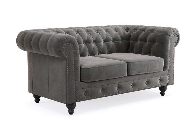 Chesterfield Deluxe 2-sits Soffa - Mörkgrå - Möbler - Soffa - 2 sits soffa