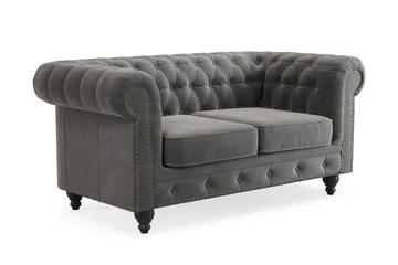 Chesterfield Deluxe 2-sits Soffa - Mörkgrå - Möbler - Soffa - Sammetssoffa