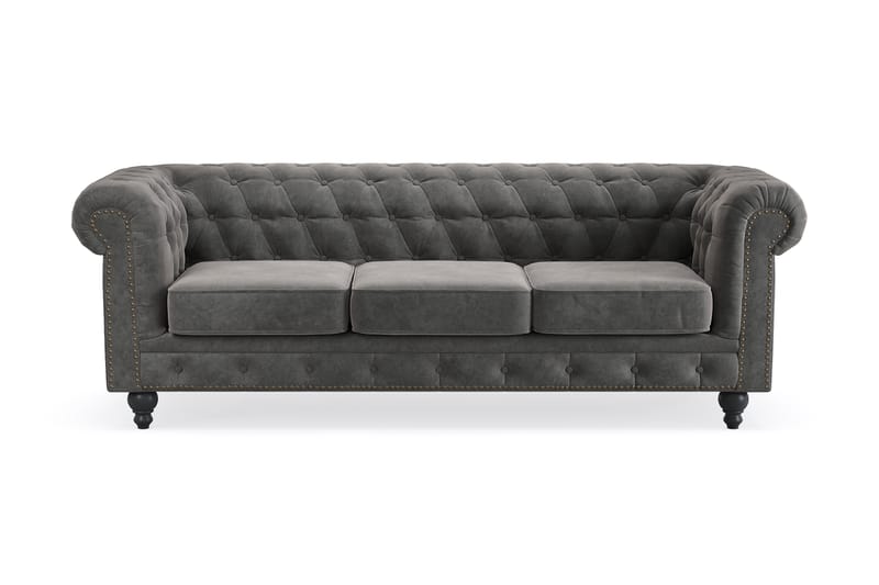 Chesterfield Deluxe 3-sits Soffa - Mörkgrå - Möbler - Soffa - 3 sits soffa