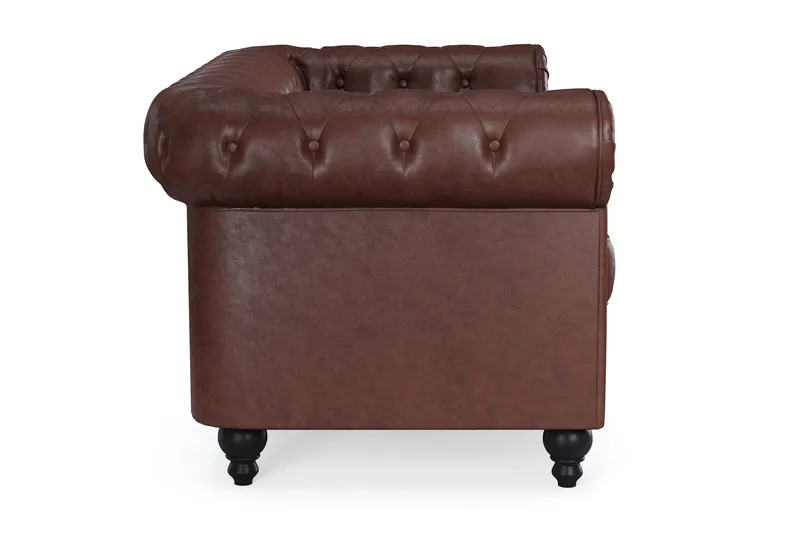 Chesterfield Lyx 2-sits Djup soffa konstläder - Mörkbrun PU - Möbler - Soffa - Skinnsoffa