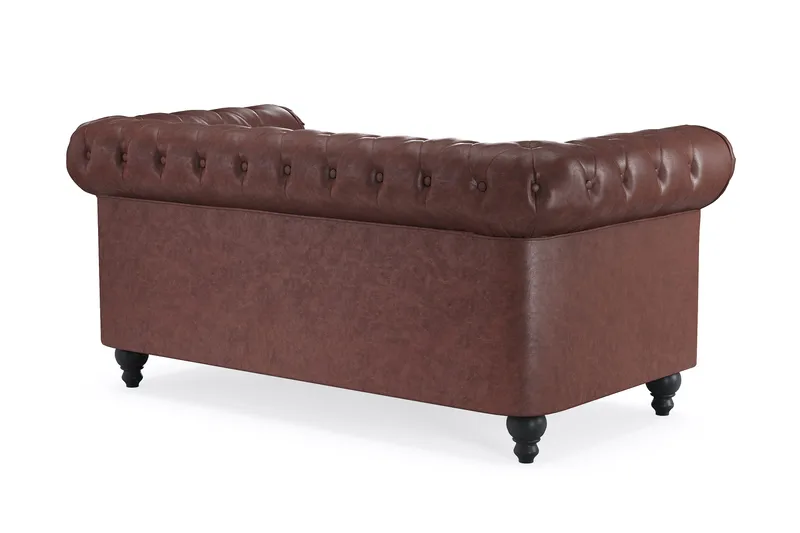 Chesterfield Lyx 2-sits Djup soffa konstläder - Mörkbrun PU - Möbler - Soffa - Skinnsoffa