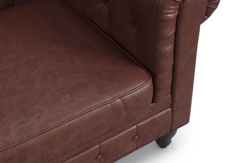 Chesterfield Lyx 2-sits Djup soffa konstläder - Mörkbrun PU - Möbler - Soffa - Skinnsoffa