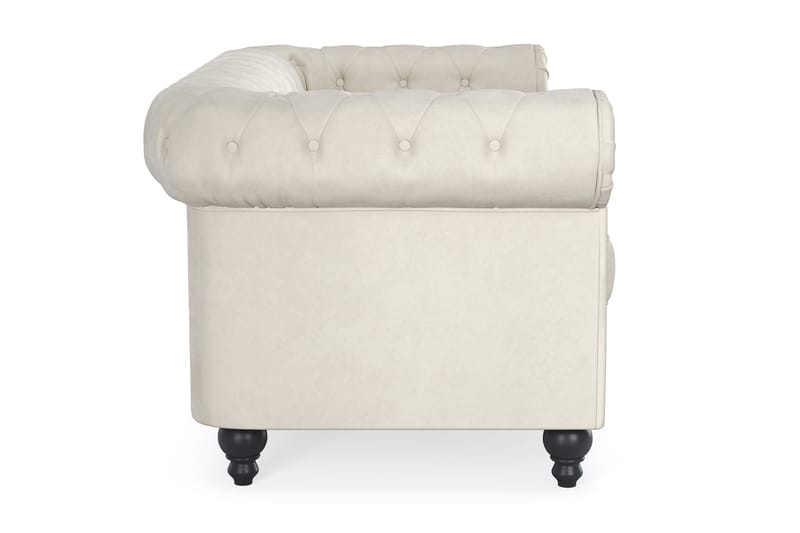 Chesterfield Lyx 2-sits Sammetssoffa - Liten djup soffa - Beige Sammet - Möbler - Soffa - Sammetssoffa