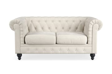 Chesterfield Lyx 2-sits Sammetssoffa - Liten djup soffa - Beige Sammet - Möbler - Soffa - Sammetssoffa