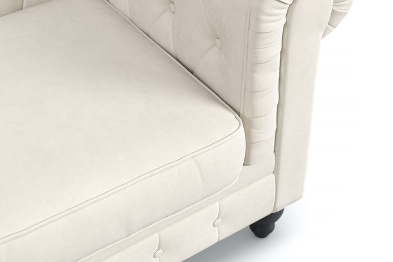 Chesterfield Lyx 2-sits Sammetssoffa - Liten djup soffa - Beige Sammet - Möbler - Soffa - Sammetssoffa