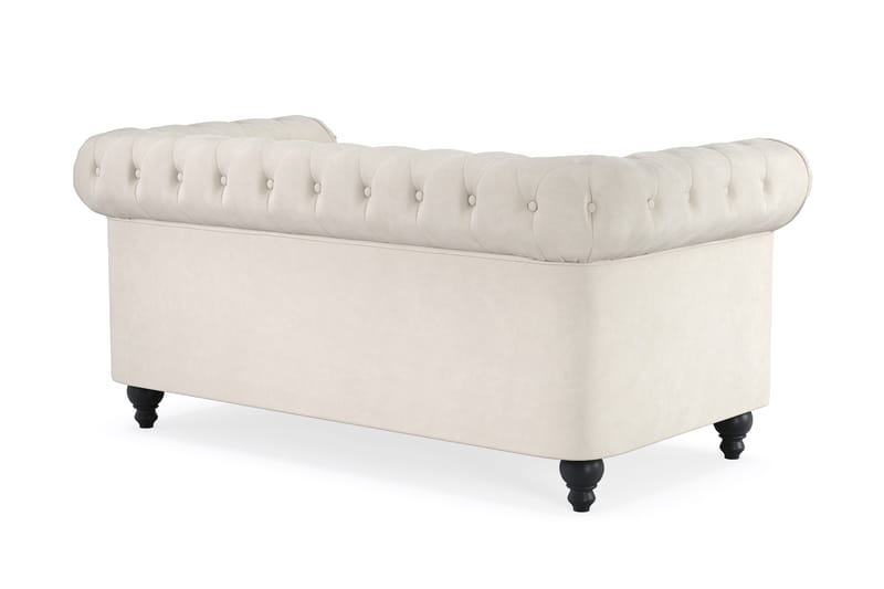 Chesterfield Lyx 2-sits Sammetssoffa - Liten djup soffa - Beige Sammet - Möbler - Soffa - Sammetssoffa
