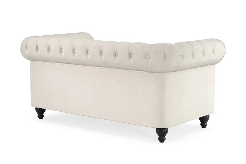 Chesterfield Lyx 2-sits Sammetssoffa - Liten djup soffa - Beige Sammet - Möbler - Soffa - Sammetssoffa