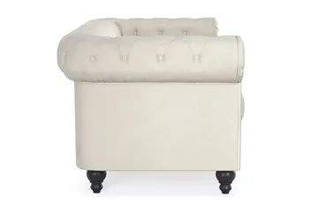 Chesterfield Lyx 2-sits Sammetssoffa - Liten djup soffa - Beige - Möbler - Soffa - Sammetssoffa
