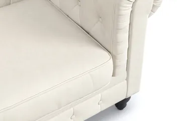 Chesterfield Lyx 2-sits Sammetssoffa - Liten djup soffa - Beige - Möbler - Soffa - Sammetssoffa