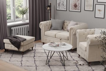 Sammetssoffa Chester Deluxe 4-sits - Beige - Möbler - Soffa - Chesterfield soffa