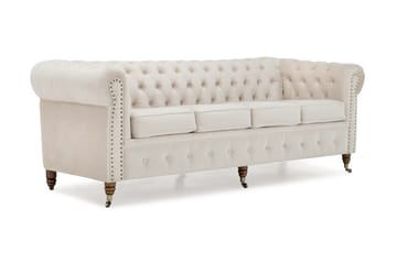 Sammetssoffa Chester Deluxe 4-sits - Beige - Möbler - Soffa - Chesterfield soffa