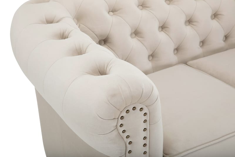 Sammetssoffa Chester Deluxe 4-sits - Beige - Möbler - Soffa - Chesterfield soffa