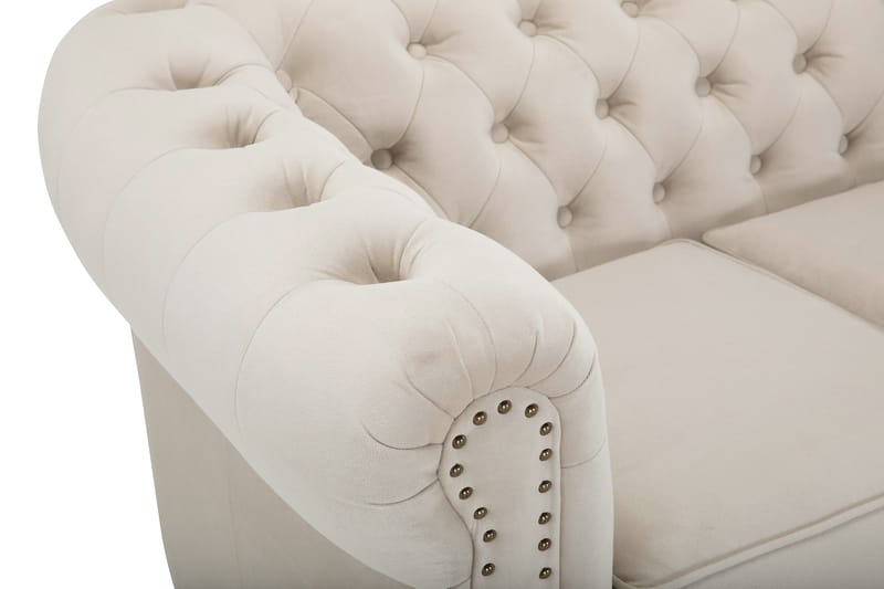 Sammetssoffa Chester Deluxe 4-sits - Beige - 4 sits soffa - Sammetssoffa - Howardsoffa - Chesterfield soffa