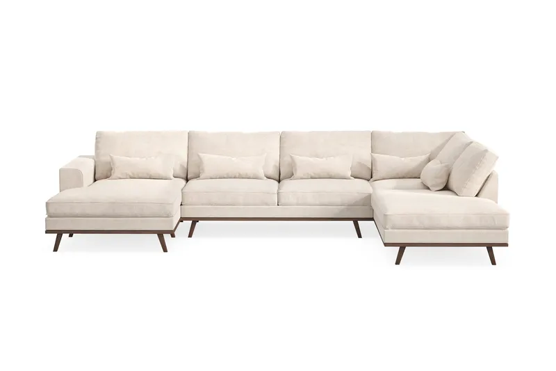 Copenhagen 5-sits Högervänd U-formad Large Soffa med Divan och Schäslong i Chenille, Beige
