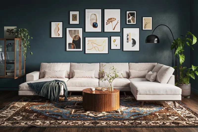 Copenhagen 5-sits Högervänd U-formad Large Soffa med Divan och Schäslong i Chenille - Beige - Möbler - Soffa - U-soffa