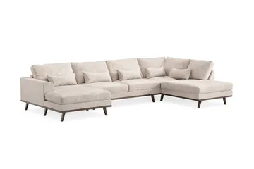 Copenhagen 5-sits Högervänd U-formad Large Soffa med Divan och Schäslong i Chenille - Grå / Beige - Möbler - Soffa - U-soffa