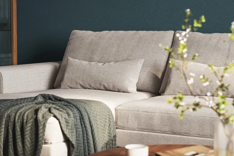 Copenhagen 5-sits Högervänd U-formad Large Soffa med Divan och Schäslong i Chenille - Grå / Beige - Möbler - Soffa - U-soffa