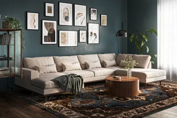 Copenhagen 5-sits Högervänd U-formad Large Soffa med Divan och Schäslong i Sammet - Beige - Möbler - Soffa - Sammetssoffa