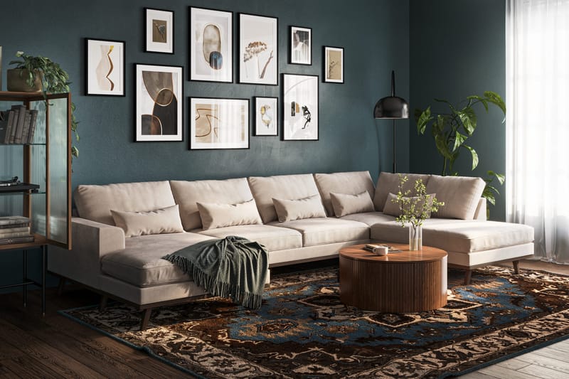 Copenhagen 5-sits Högervänd U-formad Large Soffa med Divan och Schäslong i Sammet - Beige - Möbler - Soffa - Sammetssoffa