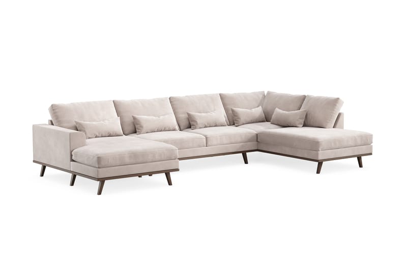 Copenhagen 5-sits Högervänd U-formad Large Soffa med Divan och Schäslong i Sammet - Beige - Möbler - Soffa - Sammetssoffa