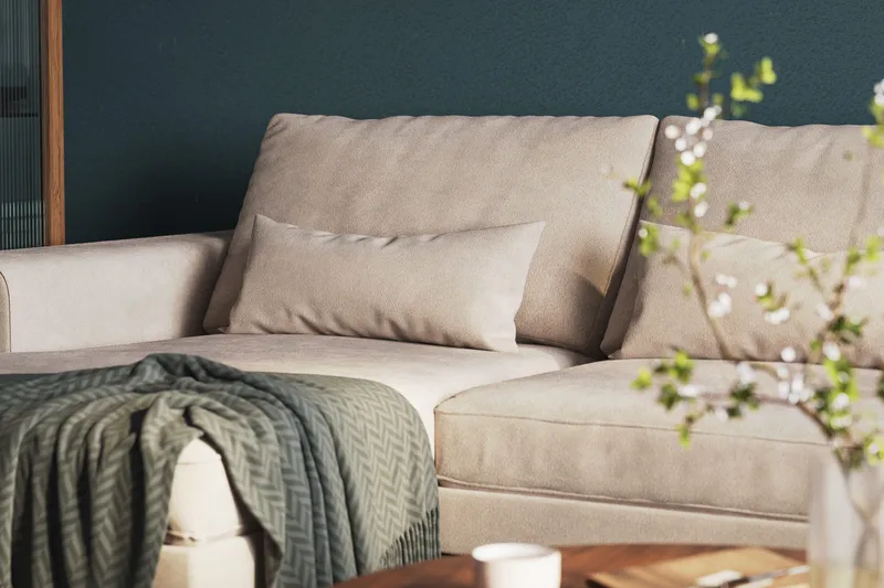 Copenhagen 5-sits Högervänd U-formad Large Soffa med Divan och Schäslong i Sammet - Beige - Möbler - Soffa - Sammetssoffa