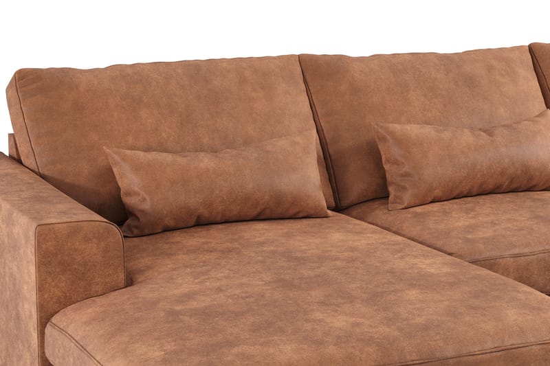 Copenhagen 5-sits Högervänd U-formad Soffa med Divan och Schäslong i Konstläder - Brun - Möbler - Soffa - Skinnsoffa