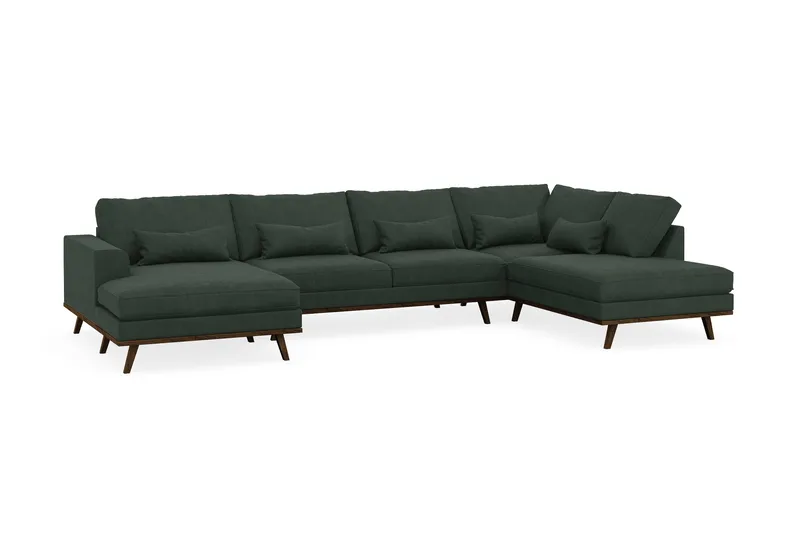 Copenhagen 5-sits Högervänd U-formad Soffa med Divan och Schäslong i Manchester - Mörkgrön - Möbler - Soffa - U-soffa