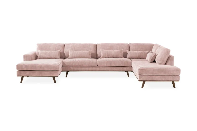 Copenhagen 5-sits Högervänd U-formad Soffa med Divan och Schäslong i Manchester, Rosa