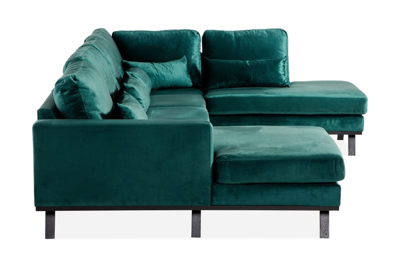 Copenhagen 5-sits Högervänd U-formad Soffa med Divan och Schäslong i Sammet - Grön - Möbler - Soffa - U-soffa