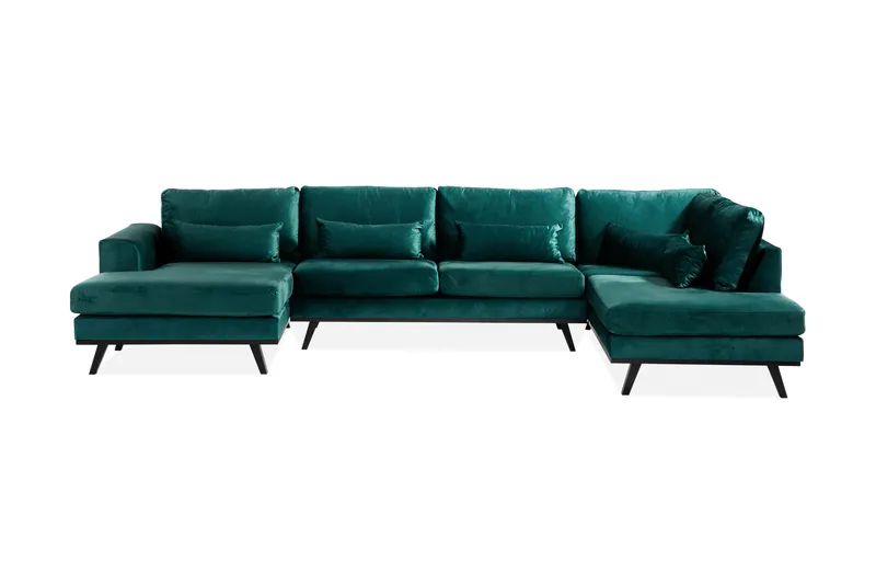 Copenhagen 5-sits Högervänd U-formad Soffa med Divan och Schäslong i Sammet - Grön - Möbler - Soffa - U-soffa
