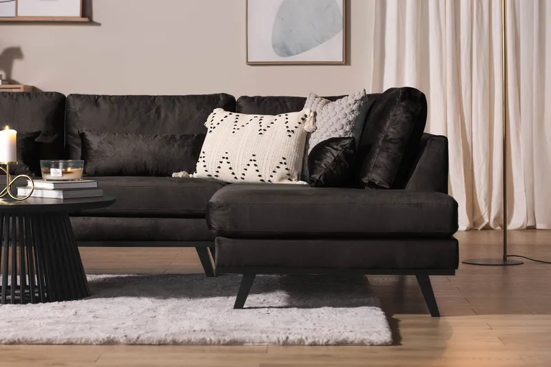 Copenhagen 5-sits Högervänd U-formad Soffa med Divan och Schäslong i Sammet - Mörkgrå - Möbler - Soffa - U-soffa