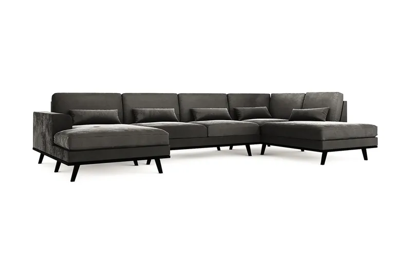 Copenhagen 5-sits Högervänd U-formad Soffa med Divan och Schäslong i Sammet - Mörkgrå - Möbler - Soffa - U-soffa