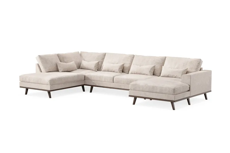 Copenhagen 5-sits Vänstervänd U-formad Large Soffa med Divan och Schäslong i Chenille - Grå / Beige - Möbler - Soffa - U-soffa