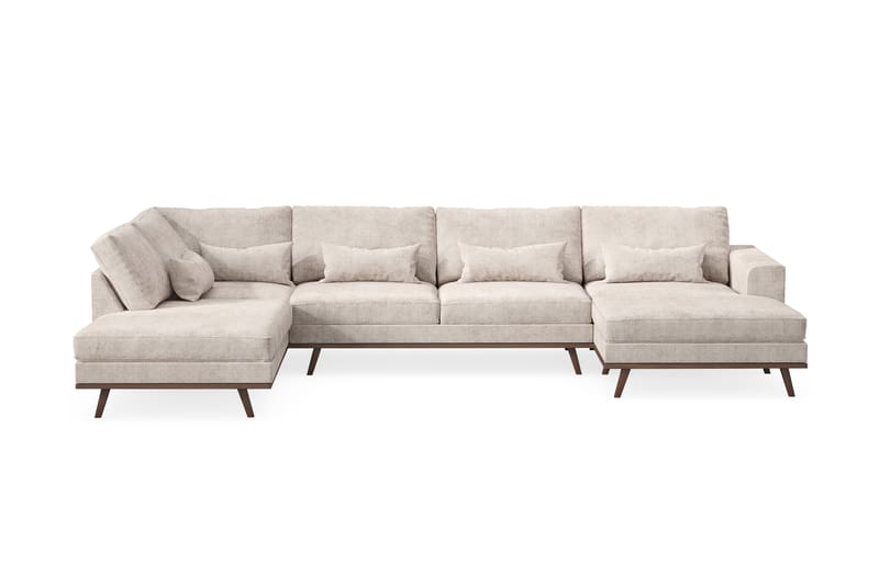 Copenhagen 5-sits Vänstervänd U-formad Large Soffa med Divan och Schäslong i Chenille - Grå / Beige - Möbler - Soffa - U-soffa