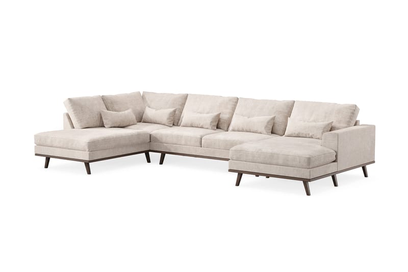 Copenhagen 5-sits Vänstervänd U-formad Large Soffa med Divan och Schäslong i Chenille - Grå / Beige - Möbler - Soffa - U-soffa