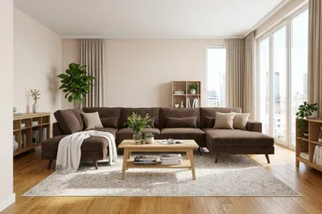 Copenhagen 5-sits Vänstervänd U-formad Large Soffa med Divan och Schäslong i Manchester - Mörkbrun - Möbler - Soffa - U-soffa