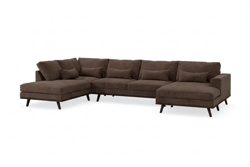 Copenhagen 5-sits Vänstervänd U-formad Large Soffa med Divan och Schäslong i Manchester - Mörkbrun - Möbler - Soffa - U-soffa