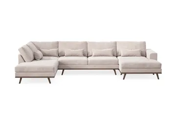 Copenhagen 5-sits Vänstervänd U-formad Large Soffa med Divan och Schäslong i Sammet - Beige - Möbler - Soffa - Sammetssoffa