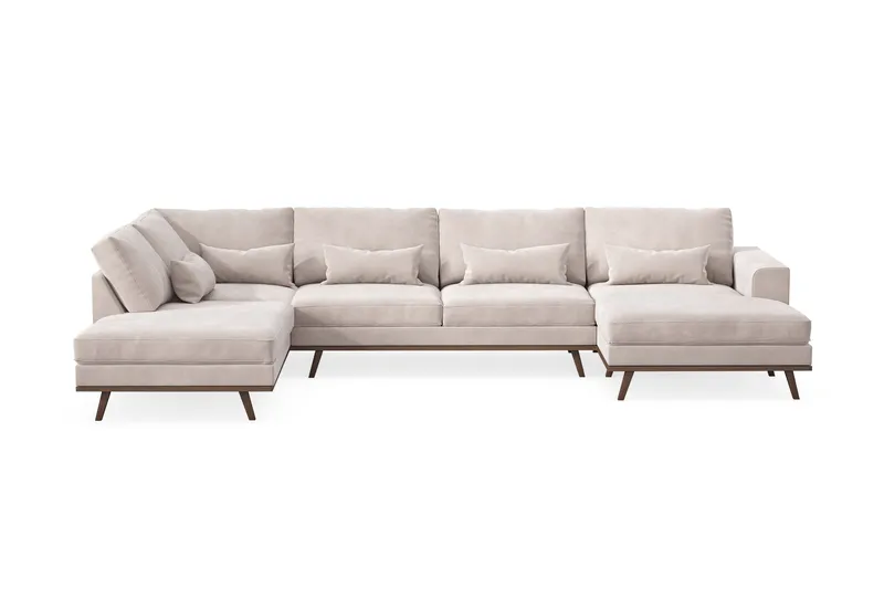 Copenhagen 5-sits Vänstervänd U-formad Large Soffa med Divan och Schäslong i Sammet - Beige - Möbler - Soffa - Sammetssoffa