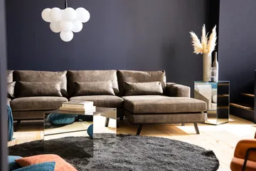 Copenhagen 5-sits Vänstervänd U-formad Soffa med Divan och Sch äslong i Konstläder - Mörkgrå - Möbler - Soffa - U-soffa