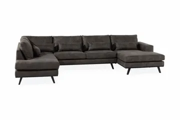 Copenhagen 5-sits Vänstervänd U-formad Soffa med Divan och Schäslong i Konstläder - Mörkgrå - Möbler - Soffa - U-soffa