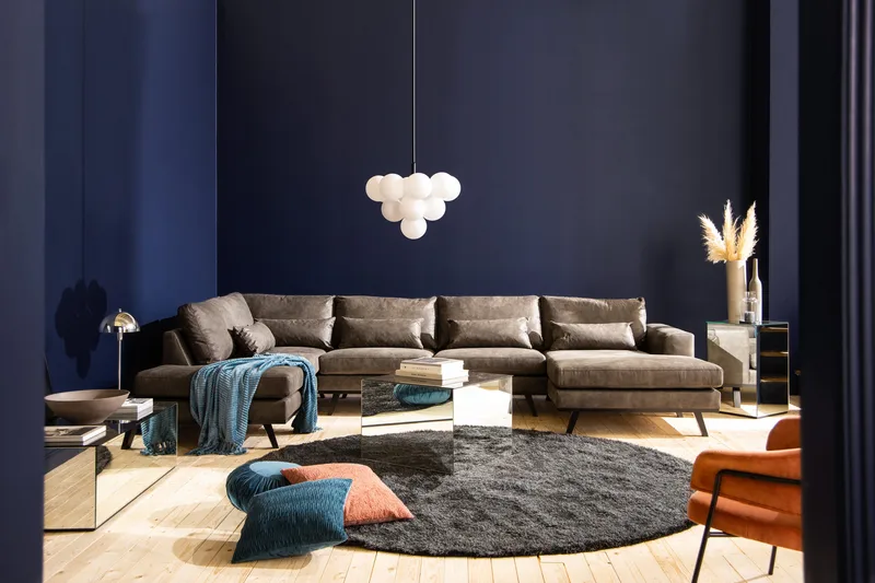 Copenhagen 5-sits Vänstervänd U-formad Soffa med Divan och Schäslong i Konstläder - Mörkgrå - Möbler - Soffa - U-soffa