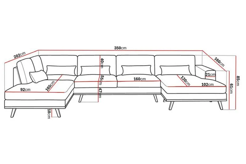 Copenhagen 5-sits Vänstervänd U-formad Soffa med Divan och Schäslong i Manchester - Beige - Möbler - Soffa - U-soffa